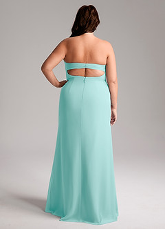 Azazie Leonis Bridesmaid Dresses Aqua Sheath Strapless Chiffon Convertible Dress image10