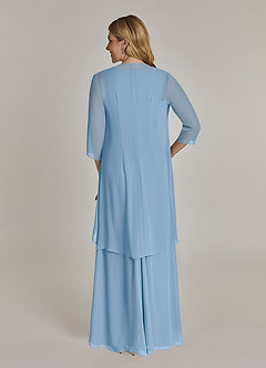 Azazie Manuella Mère de la mariée Robes Robe Trapèze en Mousseline de soie Col V plissé Poudre Bleue image2