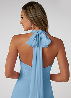Azazie Fifi Jurken voor bruidsmeisjes Converteerbaar Jurk van Chiffon met A-Lijn Strapless Staal Blauw image4