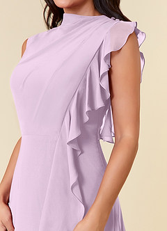 Azazie Narine Mother of the Bride Dresses Frosted Lilac A-Line High Neckline Pleated Chiffon Dress image5