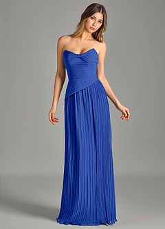 Azazie Becka Bridesmaid Dresses Royal Blue A-Line Strapless Chiffon Dress image4