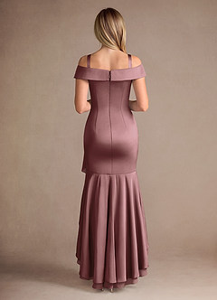 Azazie Billings Mother of the Bride Dresses Vintage Mauve Mermaid Off the Shoulder Stretch Satin Dress image8