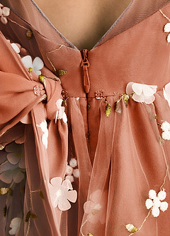 Azazie Elowen vestidos de niña de las flores Vestido Naranja Quemada de Encaje de Línea A con Escote corazón image7