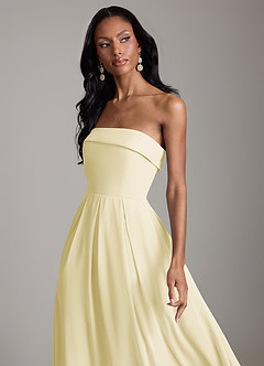 Azazie Lucienne Bridesmaid Dresses Lemon Sorbet A-Line Strapless Chiffon Convertible Dress image4