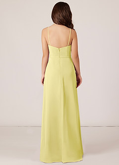 Azazie Kaylee Junior Lemon Sorbet A-Line with Belt Chiffon Dress image2
