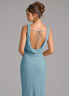 Azazie Rylina Bridesmaid Dresses Moody Blue Mermaid Pleated Chiffon Dress image2