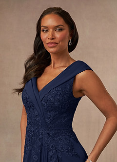 Azazie Calathea Mother of the Bride Dresses Dark Navy A-Line Lace Dress image5