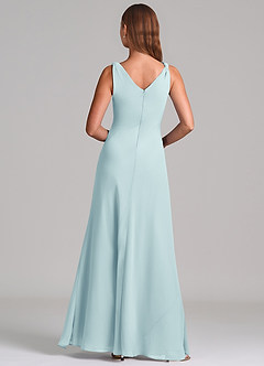 Azazie Nerine Brudtärnklänningar Klä av A-Linje i Chiffong Plisserad Havsglas image5