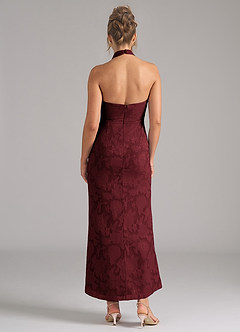 Azazie Marlissa Bridesmaid Dresses Cabernet Sheath Pleated Floral Burnout Dress image2