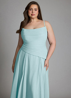Azazie Gabriela Brautjungfernkleider A-Linie Korsett Chiffon Kleid Seegrün image23
