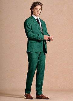 front Harrison Smaragd Anzug aus 100 % Leinen