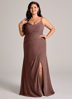 Azazie Deandra Bridesmaid Dresses Espresso Mermaid Pleated Chiffon Dress image7