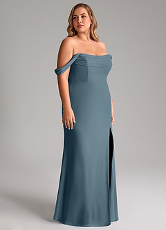 Azazie Saige Vestidos de damas de honor Vestido Crepúsculo de Gasa de Línea A Convertible con Hombros descubiertos image12