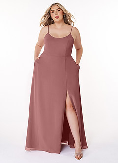 Azazie Moira Bridesmaid Dresses Desert Rose A-Line Scoop Chiffon Dress image8