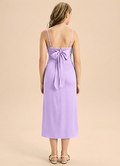 Azazie Mai Junior Osłona Pofałdowany Satyna elastyczna Długość herbaty Młodsza druhna Sukienka image2