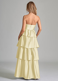 Azazie Faye Jurken voor bruidsmeisjes Jurk van Stretch Satijn met A-Lijn Ruches Citroensorbet image7