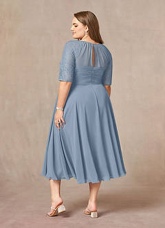 Azazie Dorothea Mother of the Bride Dresses Dusty Blue A-Line Scoop lace Chiffon Dress image2