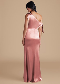 Azazie Xyla Bridesmaid Dresses Dusty Rose Sheath Off the Shoulder Metallic Satin Convertible Dress image5