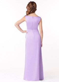 Azazie Sadia Junior Lilac A-Line Pleated Stretch Satin Dress image3