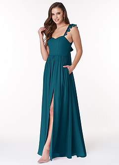 Azazie Metz Bridesmaid Dresses Ink Blue A-Line Sweetheart Ruched Chiffon Dress image4