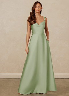 Christian Siriano Bridal for Azazie 1001 Bridesmaid Dresses Dusty Sage A-Line Sweetheart Neckline Stretch Satin Dress image8