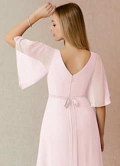 Azazie Cierra Bridesmaid Dresses Blushing Pink A-Line V-Neck Chiffon Dress image8
