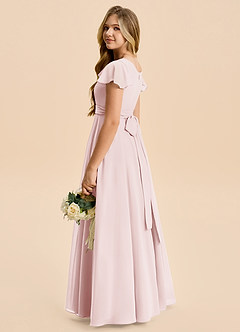 Azazie Cady Junior A-Linie Plissee Chiffon Kleid Zartrosa image6