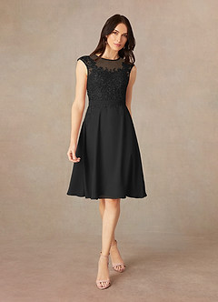 Azazie Klaus Mother of the Bride Dresses Black A-Line Scoop Sequins Chiffon Dress image3