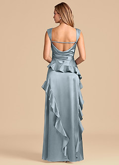 Azazie Sloane Bridesmaid Dresses Dusty Blue A-Line Sweetheart Neckline Metallic Satin Dress image6