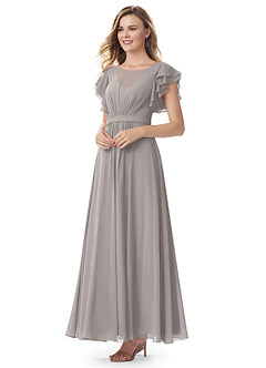 Azazie Daphne Modest Bridesmaid Dresses A-Line Ruffled Chiffon Floor-Length Dress image14