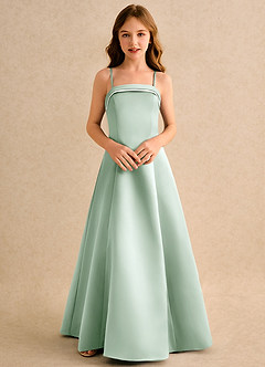 Azazie Izel Girls Formal Flower Girl Klänningar Klänning A-Line i Matt satäng Plisserad image6