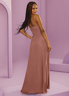 Barbie ♥ Azazie Jurken voor bruidsmeisjes Jurk van Chiffon met A-Lijn met Zakken Ceder Roos image6