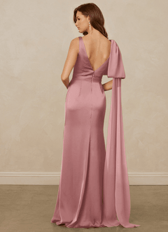 Christian Siriano Bridal for Azazie 1011 Bridesmaid Dresses Dusty Rose Mermaid Bow Stretch Satin Dress image2