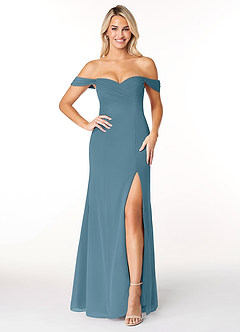 Azazie Joretta Robes de demoiselle d'honneur Robe Trapèze Convertible en Mousseline de soie Encolure en Forme de Cœur Bermude image1