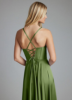 Azazie Alaia Suknie dla druhen Linia A Gorset Satyna elastyczna Do ziemi Sukienka image2