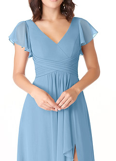 Azazie Omari Bridesmaid Dresses Steel Blue A-Line Chiffon Dress image5