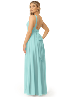 Azazie Kora Brautjungfernkleider A-Linie Plissee Chiffon Kleid Aqua image7