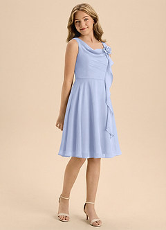 Azazie Lumi Junior Vestido de Hielo de Gasa de Corte en A con Plisado image1