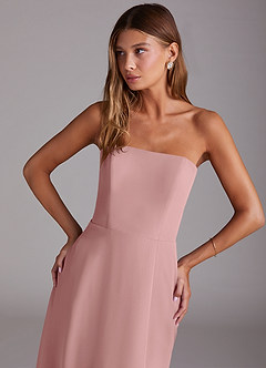 Azazie Wren Bridesmaid Dresses Dusty Rose A-Line Strapless Chiffon Dress image5