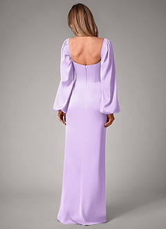 Azazie Sonata Bridesmaid Dresses Lilac Sheath Long Sleeve Stretch Satin Convertible Dress image2