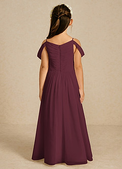 Azazie Chelle Flower Girl Dresses Cabernet A-Line Pleated Chiffon Dress image2