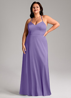 Azazie Mei Robes de demoiselle d'honneur Robe Trapèze en Satin extensible Col en V Tahiti image7