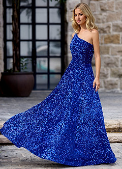 Opulent Royal Blue Velvet Sequins Prom Dress image5