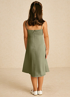 Azazie Zuzu Flower Girl Dresses Pistachio A-Line Spaghetti Strap Stretch Satin Dress image2