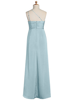 Azazie Eren Junior Moody Blue Sheath Pleated Stretch Satin Dress image7