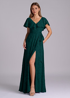 Azazie Lainey Vestidos de damas de honor Vestido de Pino de Devorado Floral de Corte en A con Con bolsillos image1