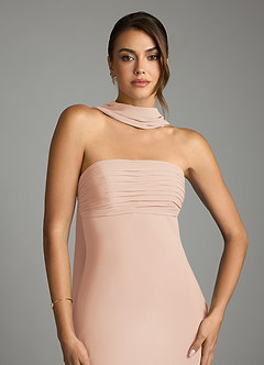 Azazie Saylor Vestidos de damas de honor Vestido de Rosa Inglesa de Gasa de Corte Sirena con Sin tirantes image6