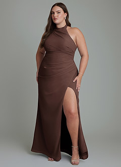Azazie Jemma Vestidos de madrinha de casamento Vestido Ganache de Chiffon de Bainha com Plissado image7