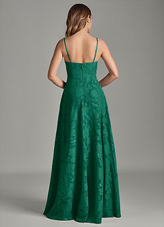 Azazie Amani Bridesmaid Dresses Emerald A-Line Pleated Floral Burnout Dress image6