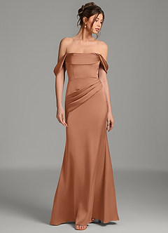 Azazie Alanis Bridesmaid Dresses Bronzer Mermaid Corset Stretch Satin Convertible Dress image4